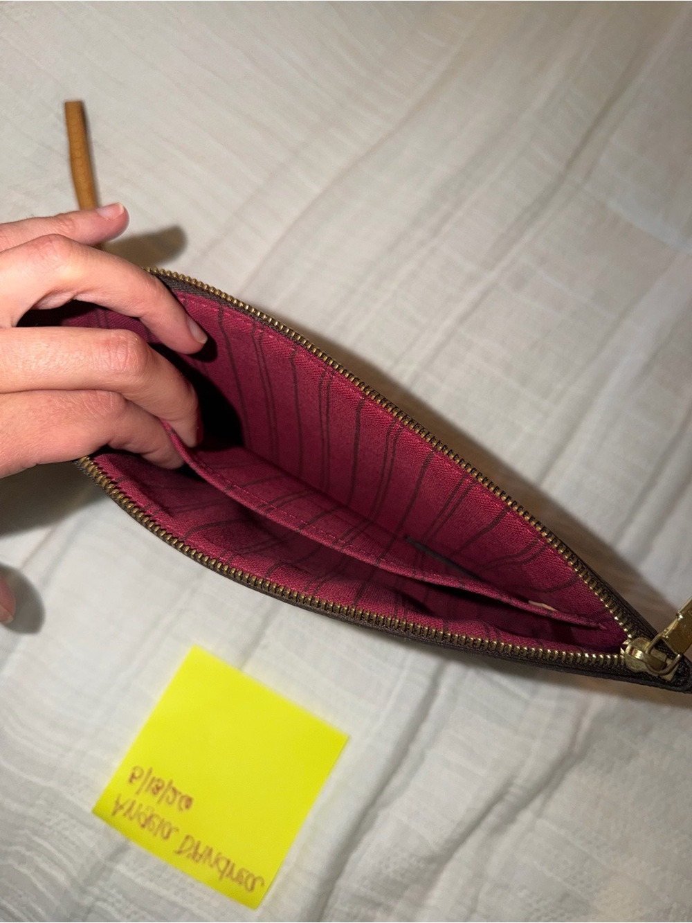 Louis Vuitton Brown Monogram Wristlet Pouch with Tan Strap - Picture 6 of 10